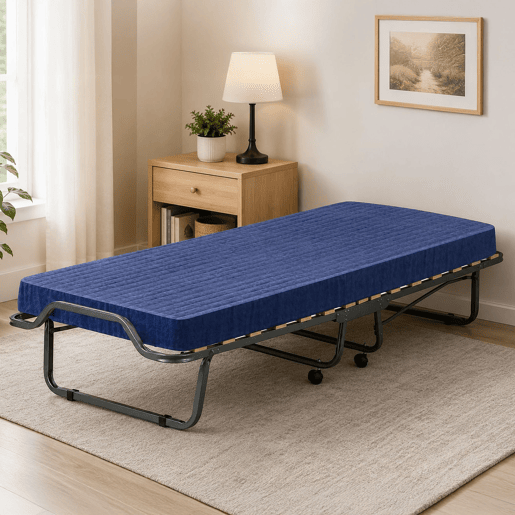 Cama Dobrável com Colchão Incluído em Tecido