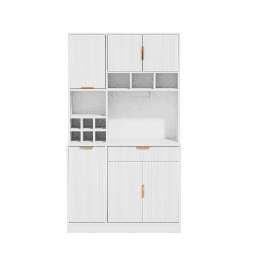 Aparador alto para sala de jantar 100 x 40 x 175 cm u2014 arrumação em várias camadas com tomada integrada, portas USB-C e USB-A, suporte para copos e garrafeira u2014 branco Aparador alto para sala de jantar 100 x 40 x 175 cm u2014 arrumação em várias camadas com tomada integrada, portas USB-C e USB-A, suporte para copos e garrafeira u2014 branco