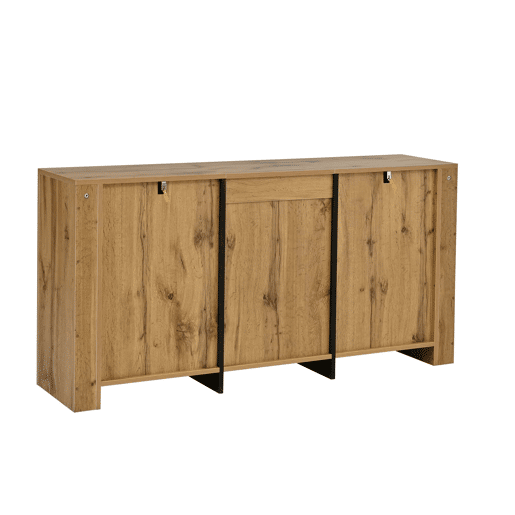 Aparador ondulado 135×35×70 cm - 9 compartimentos, 3 gavetas, armário moderno para sala de estar - madeira natural Aparador ondulado 135×35×70 cm - 9 compartimentos, 3 gavetas, armário moderno para sala de estar - madeira natural