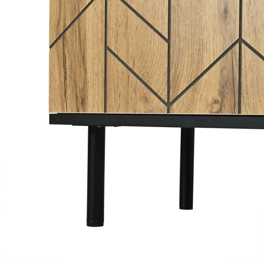 Aparador 120 x 35 x 70 cm - 3 portas, design ondulado, pés metálicos, 50 kg - madeira natural Aparador 120 x 35 x 70 cm - 3 portas, design ondulado, pés metálicos, 50 kg - madeira natural