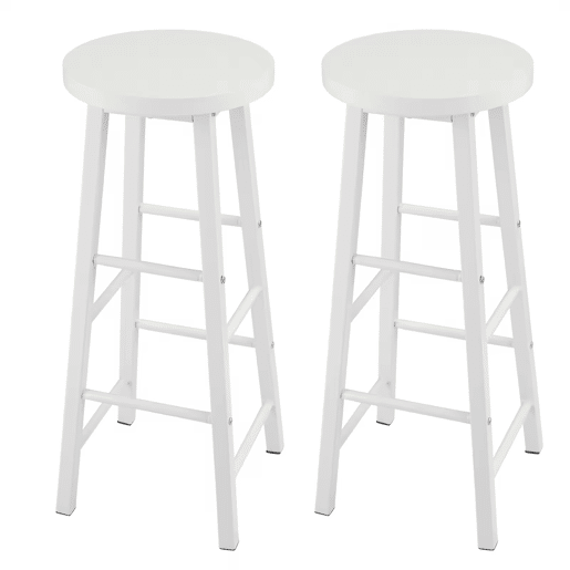 Bancos de bar 30x30x71 cm - Conjunto de 2, com apoio para os pés ao estilo bistrô para cozinha - Branco Bancos de bar 30x30x71 cm - Conjunto de 2, com apoio para os pés ao estilo bistrô para cozinha - Branco