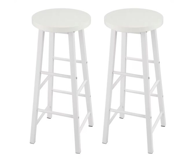 Taburetes de bar 30x30x71 cm - juego de 2, con reposapiés estilo bistró para cocina - blanco