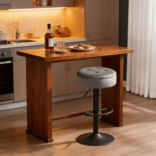 Banco de bar - Design moderno com espaço de arrumação - Cinza claro Banco de bar - Design moderno com espaço de arrumação - Cinza claro