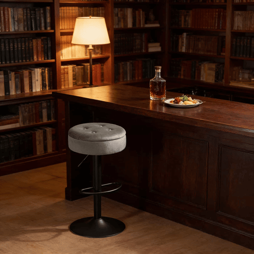 Banco de bar - Design moderno com espaço de arrumação - Cinza claro Banco de bar - Design moderno com espaço de arrumação - Cinza claro