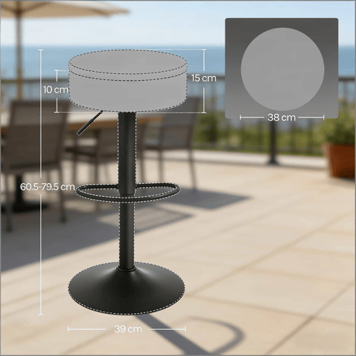 Banco de bar - Design moderno com espaço de arrumação - Cinza claro Banco de bar - Design moderno com espaço de arrumação - Cinza claro