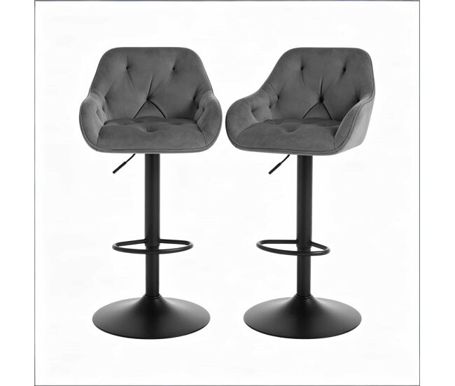 Taburetes de bar 2 unidades - con respaldo y diseño cómodo para cocina y comedor - gris oscuro