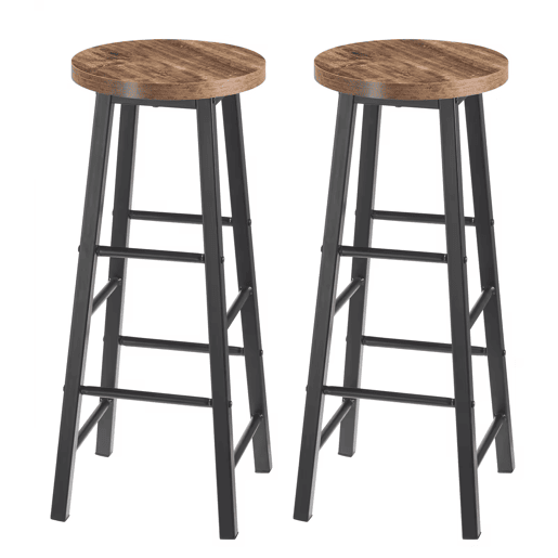 Bancos de bar 30x30x71 cm - Estilo bistrô com apoio para os pés, conjunto de 2 bancos altos de cozinha - Preto e vintage