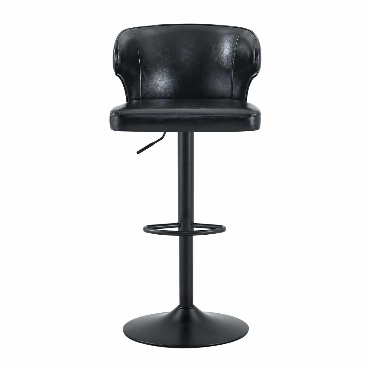 Taburetes de bar 2 unidades - altura ajustable, giro 360°, con respaldo y reposapiés - negro