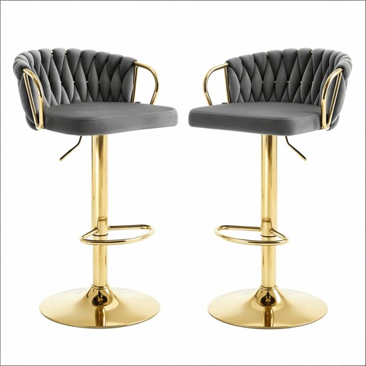 Bancos altos - Confortáveis, com almofada macia e design elegante, conjunto de 2 - Cinza escuro Bancos altos - Confortáveis, com almofada macia e design elegante, conjunto de 2 - Cinza escuro
