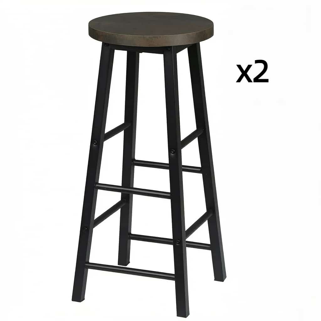 Taburetes de bar 30x30x71 cm - estilo bistró, con reposapiés, set de 2 unidades - negro y óxido