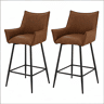 Bancos altos de 51 cm - Design vintage com braços curvos, encosto ergonómico, conjunto de 2 - Castanho