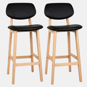 Conjunto de 2 bancos de bar 43 x 37,5 x 91,5 cm - Assento almofadado e espesso, bancos altos elegantes e resistentes - Preto