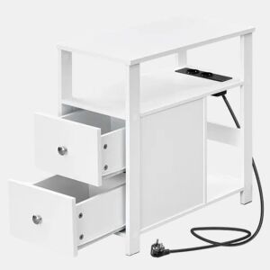 Mesa auxiliar estreita 40x30 cm u2014 com tomada integrada e design compacto u2014 branca