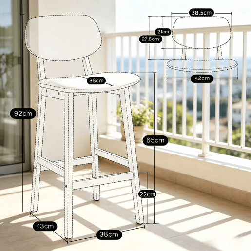Bancos de bar de 43 cm - Conjunto de 2, almofadados e estáveis, com um design elegante - Branco Bancos de bar de 43 cm - Conjunto de 2, almofadados e estáveis, com um design elegante - Branco