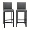 Bancos de bar 41 x 37,5 x 110 cm - Conjunto de 2 bancos altos com encosto e assento almofadado - Preto e cinzento