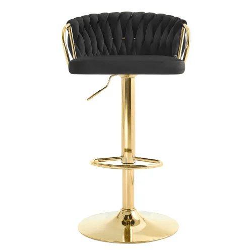 Banco de bar de 50,5 cm - Assento almofadado, macio, confortável e elegante, cadeira de cozinha e de café - Preto Banco de bar de 50,5 cm - Assento almofadado, macio, confortável e elegante, cadeira de cozinha e de café - Preto