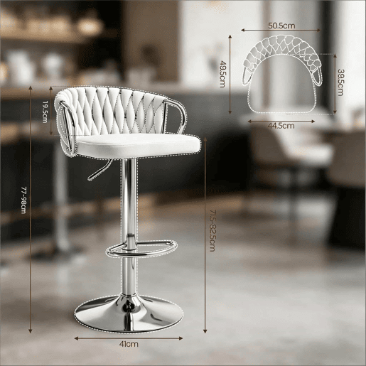 Banco de bar de 50,5 cm - Assento almofadado, macio, confortável e elegante, cadeira de cozinha e de café - Preto Banco de bar de 50,5 cm - Assento almofadado, macio, confortável e elegante, cadeira de cozinha e de café - Preto
