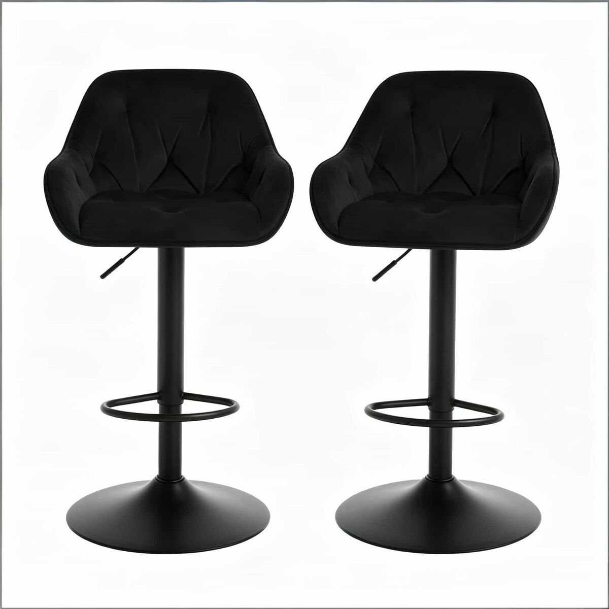 Taburete de bar 37,5x37x108,5 cm - con respaldo, estilo moderno - negro