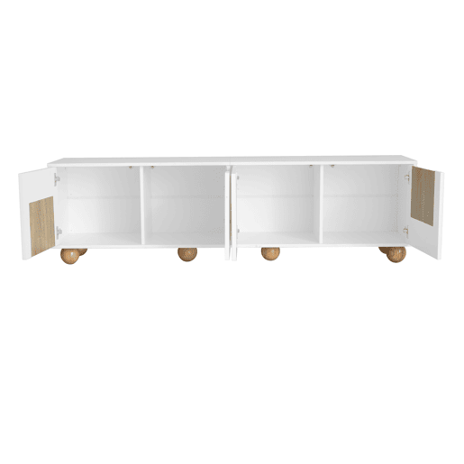Móvel de TV 175x38x50 cm - 4 portas, design vintage - NaturalBranco Móvel de TV 175x38x50 cm - 4 portas, design vintage - NaturalBranco