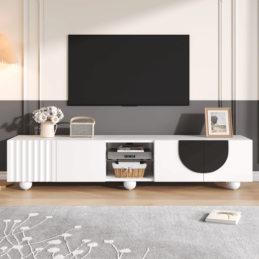 Móvel de TV 180x40 cm - design moderno, baixo, único - Branco Móvel de TV 180x40 cm - design moderno, baixo, único - Branco