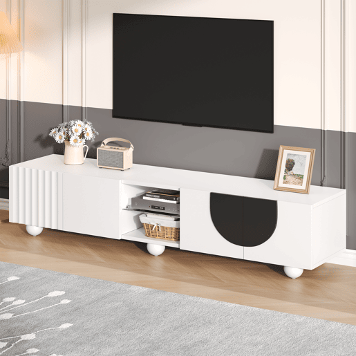 Móvel de TV 180x40 cm - design moderno, baixo, único - Branco Móvel de TV 180x40 cm - design moderno, baixo, único - Branco