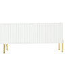 Móvel de TV 190x38x48 cm - Portas com ranhuras, pés dourados - Branco
