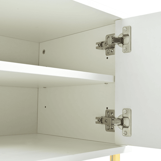 Móvel de TV 190x38x48 cm - Portas com ranhuras, pés dourados - Branco Móvel de TV 190x38x48 cm - Portas com ranhuras, pés dourados - Branco