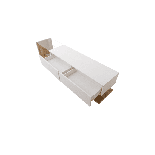 Móvel de TV 170 cm - Painel brilhante, divisórias de vidro, iluminação LED variável - Branco Móvel de TV 170 cm - Painel brilhante, divisórias de vidro, iluminação LED variável - Branco