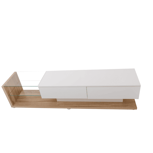 Móvel de TV 170 cm - Painel brilhante, divisórias de vidro, iluminação LED variável - Branco Móvel de TV 170 cm - Painel brilhante, divisórias de vidro, iluminação LED variável - Branco