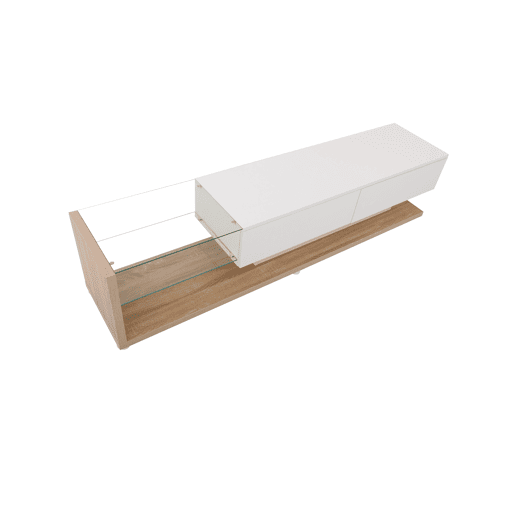Móvel de TV 170 cm - Painel brilhante, divisórias de vidro, iluminação LED variável - Branco Móvel de TV 170 cm - Painel brilhante, divisórias de vidro, iluminação LED variável - Branco