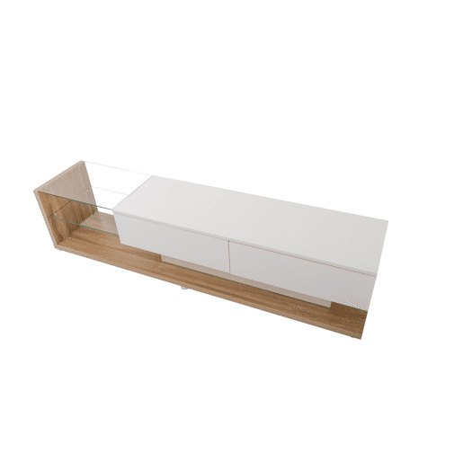 Móvel de TV 170 cm - Painel brilhante, divisórias de vidro, iluminação LED variável - Branco Móvel de TV 170 cm - Painel brilhante, divisórias de vidro, iluminação LED variável - Branco