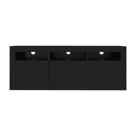 Móvel TV 160 cm adequado para TV de 70u201D - com LED - 2 portas 2 gavetas 3 compartimentos abertos - Preto Móvel TV 160 cm adequado para TV de 70u201D - com LED - 2 portas 2 gavetas 3 compartimentos abertos - Preto