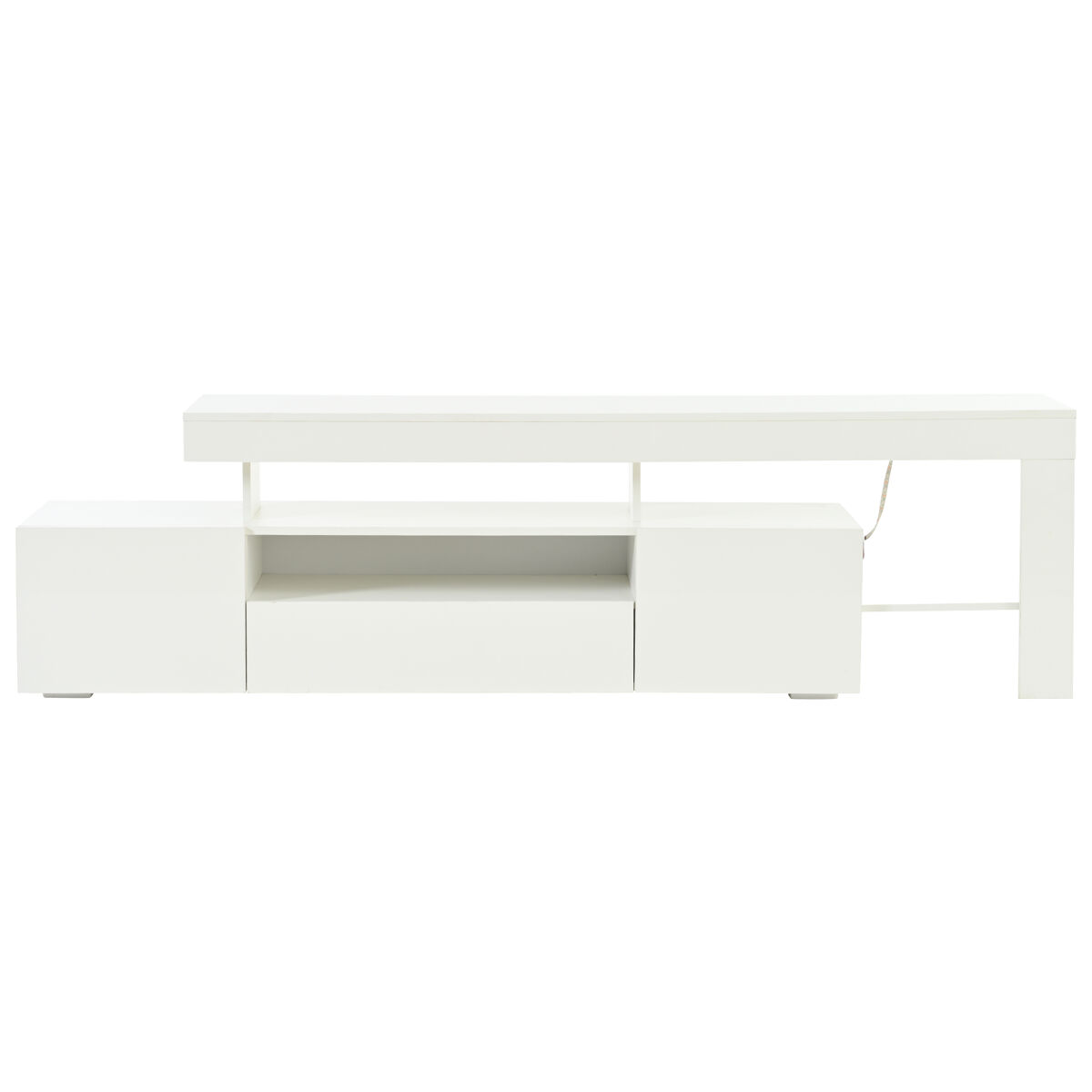mueble tv 192x37x53 cm - con 3 armarios led alto brillo mesa para tv blanco
