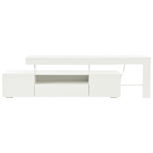 Móvel de TV 192x37x53 cm - Com 3 armários, LED, alto brilho, mesa para TV, branco Móvel de TV 192x37x53 cm - Com 3 armários, LED, alto brilho, mesa para TV, branco