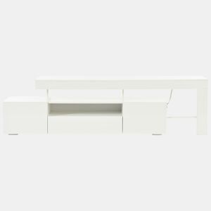 Móvel de TV 192x37x53 cm - Com 3 armários, LED, alto brilho, mesa para TV, branco