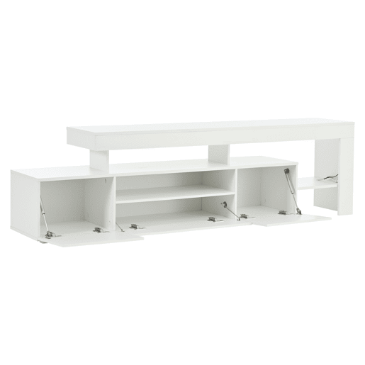 Móvel de TV 192x37x53 cm - Com 3 armários, LED, alto brilho, mesa para TV, branco Móvel de TV 192x37x53 cm - Com 3 armários, LED, alto brilho, mesa para TV, branco