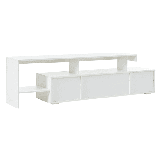 Móvel de TV 192x37x53 cm - Com 3 armários, LED, alto brilho, mesa para TV, branco Móvel de TV 192x37x53 cm - Com 3 armários, LED, alto brilho, mesa para TV, branco