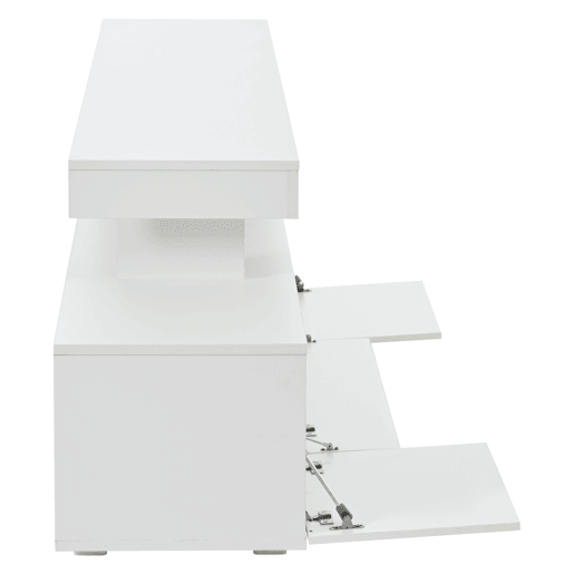 Móvel de TV 192x37x53 cm - Com 3 armários, LED, alto brilho, mesa para TV, branco Móvel de TV 192x37x53 cm - Com 3 armários, LED, alto brilho, mesa para TV, branco