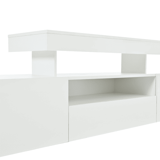 Móvel de TV 192x37x53 cm - Com 3 armários, LED, alto brilho, mesa para TV, branco Móvel de TV 192x37x53 cm - Com 3 armários, LED, alto brilho, mesa para TV, branco