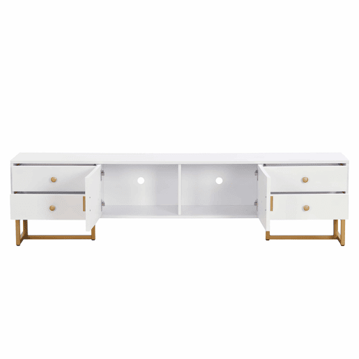 Móvel TV 175 cm - 2 portas texturadas e 4 gavetas - em MDF - Branco Móvel TV 175 cm - 2 portas texturadas e 4 gavetas - em MDF - Branco