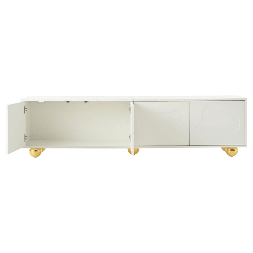 Móvel de TV 180x40x45 cm - Estilo caricatura, com 2 armários, formato de nuvem, 5 pés de apoio, cor branca Móvel de TV 180x40x45 cm - Estilo caricatura, com 2 armários, formato de nuvem, 5 pés de apoio, cor branca