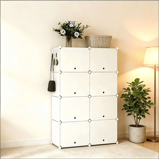 Organizador modular para sapatos - Multifuncional para roupeiro, casa de banho e escritório - Branco