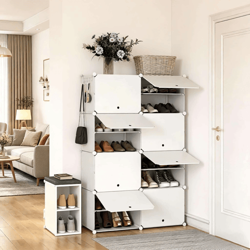 Organizador modular para sapatos - Multifuncional para roupeiro, casa de banho e escritório - Branco