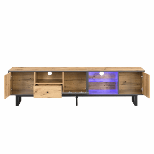Armário TV com LED 190 cm - 6 ecrãs e 1 gaveta - Natural Armário TV com LED 190 cm - 6 ecrãs e 1 gaveta - Natural