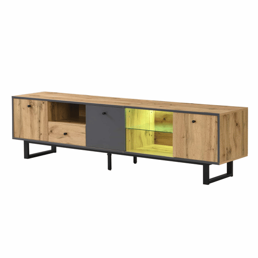 Armário TV com LED 190 cm - 6 ecrãs e 1 gaveta - Natural Armário TV com LED 190 cm - 6 ecrãs e 1 gaveta - Natural