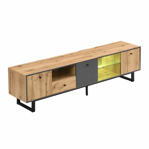 Armário TV com LED 190 cm - 6 ecrãs e 1 gaveta - Natural Armário TV com LED 190 cm - 6 ecrãs e 1 gaveta - Natural
