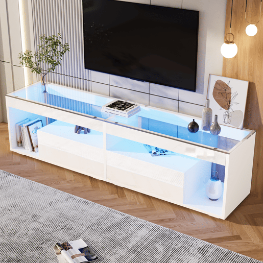 Móvel para TV 70 - LED, alto brilho, 2 gavetas, consola para salaquarto - Branco Móvel para TV 70 - LED, alto brilho, 2 gavetas, consola para salaquarto - Branco
