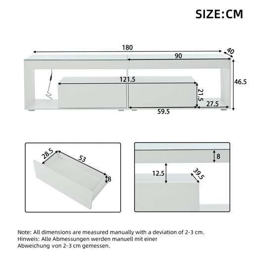 Móvel para TV 70 - LED, alto brilho, 2 gavetas, consola para salaquarto - Branco Móvel para TV 70 - LED, alto brilho, 2 gavetas, consola para salaquarto - Branco