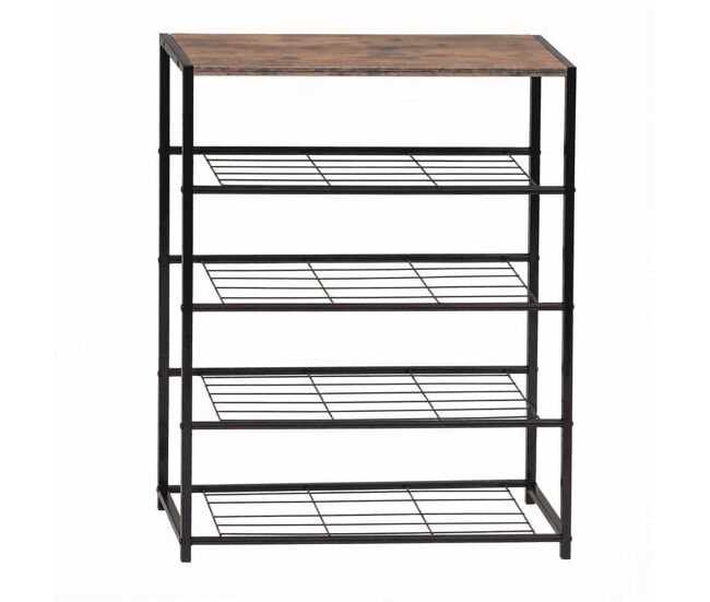 Zapatero 63x30x83 cm - estantería abierta multifuncional con almacenamiento y expositor - negro, marrón rústico
