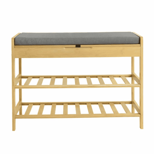 Banco Zapatero 68 x 30 x 50 cm u2014 com assento almofadado, espaço de arrumação oculto e design de canto u2014 cinzento Banco Zapatero 68 x 30 x 50 cm u2014 com assento almofadado, espaço de arrumação oculto e design de canto u2014 cinzento